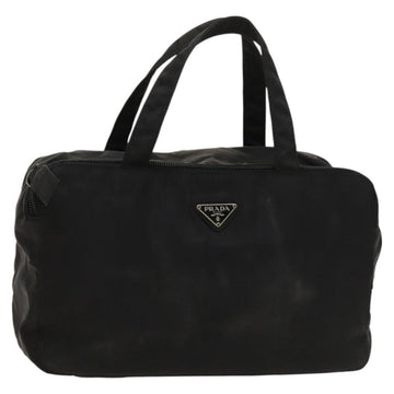 PRADA Hand Bag Nylon Black Silver Auth bs25910