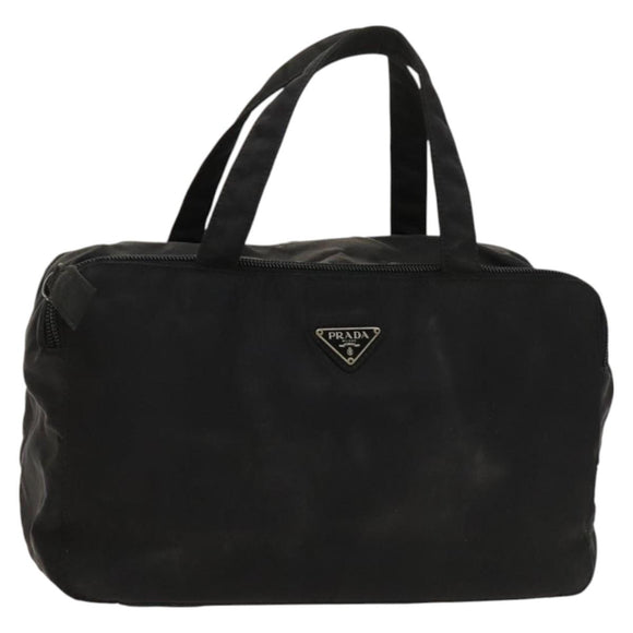 PRADA Hand Bag Nylon Black Silver Auth bs25910
