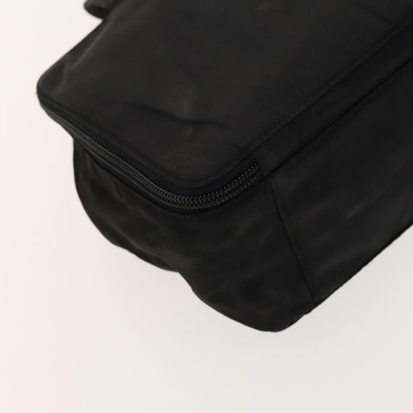 PRADA Hand Bag Nylon Black Silver Auth bs25910