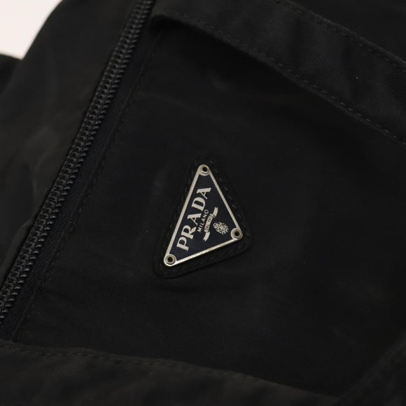 PRADA Hand Bag Nylon Black Silver Auth bs25910