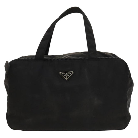 PRADA Hand Bag Nylon Black Silver Auth bs25910