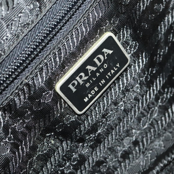 PRADA Hand Bag Nylon Black Silver Auth bs25910