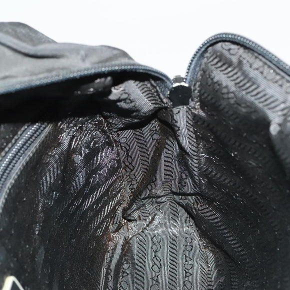 PRADA Hand Bag Nylon Black Silver Auth bs25910