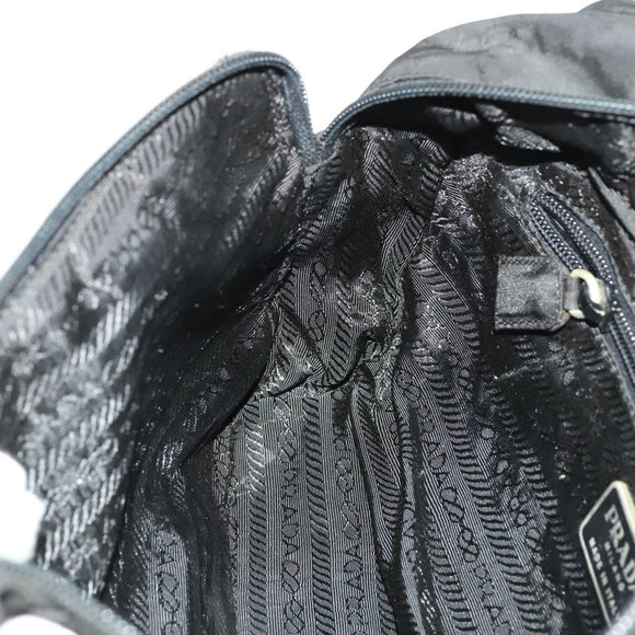 PRADA Hand Bag Nylon Black Silver Auth bs25910