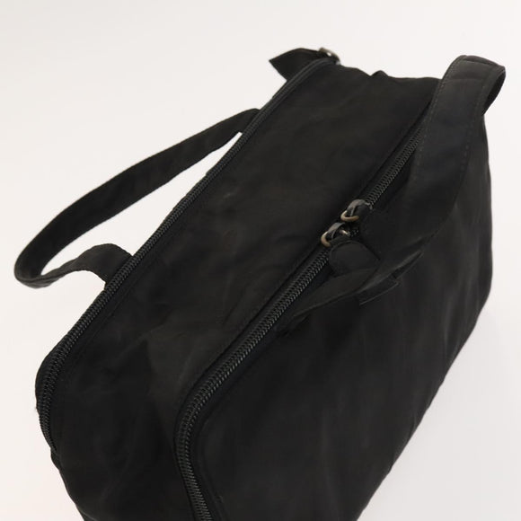 PRADA Hand Bag Nylon Black Silver Auth bs25910