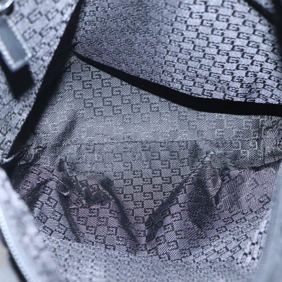 GUCCI Hand Bag Nylon Black Silver 019 0373 Auth bs25919