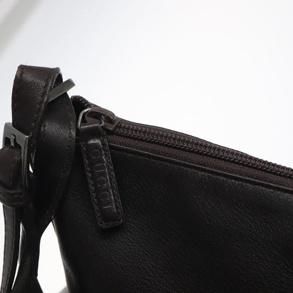 GUCCI Shoulder Bag Leather Brown Silver 001 1206 Auth bs25922