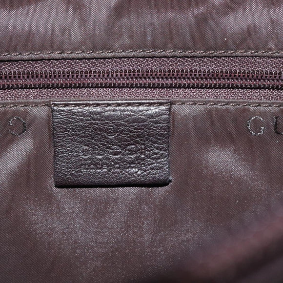 GUCCI Shoulder Bag Leather Brown Silver 001 1206 Auth bs25922