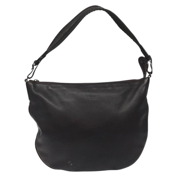 GUCCI Shoulder Bag Leather Brown Silver 001 1206 Auth bs25922