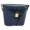 GUCCI Shoulder Bag Leather Blue Gold Auth bs25923-1