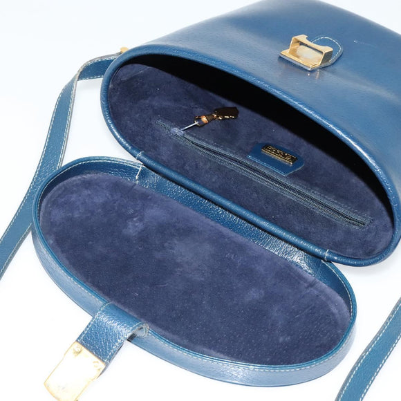 GUCCI Shoulder Bag Leather Blue Gold Auth bs25923