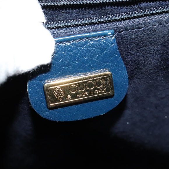 GUCCI Shoulder Bag Leather Blue Gold Auth bs25923