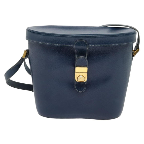 GUCCI Shoulder Bag Leather Blue Gold Auth bs25923
