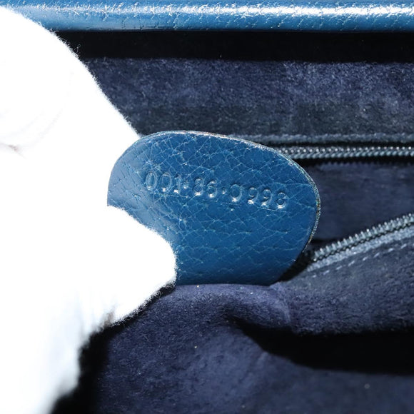 GUCCI Shoulder Bag Leather Blue Gold Auth bs25923