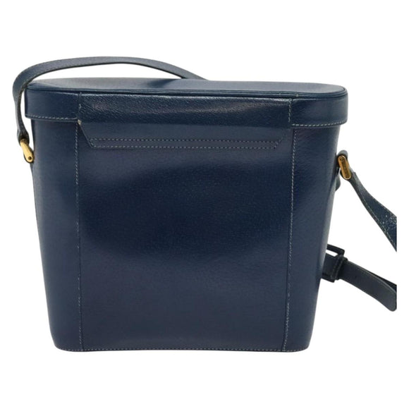 GUCCI Shoulder Bag Leather Blue Gold Auth bs25923