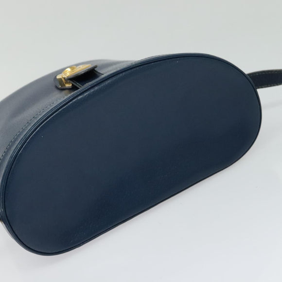 GUCCI Shoulder Bag Leather Blue Gold Auth bs25923