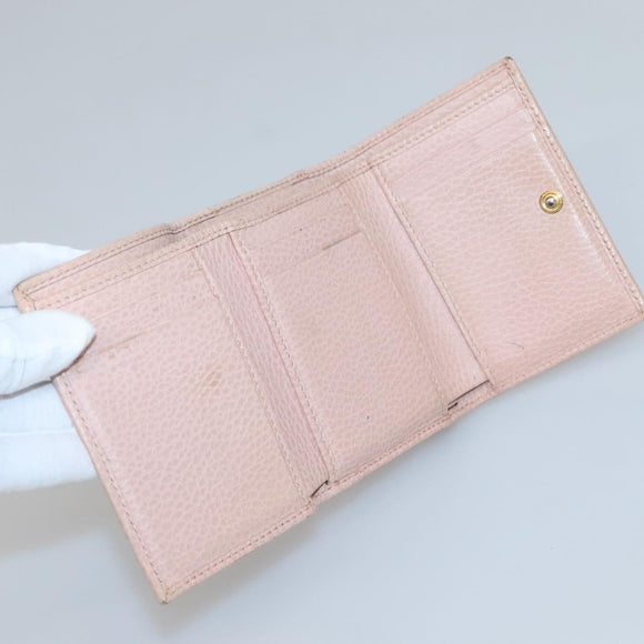 GUCCI Trifold Wallet Leather Pink Gold 474746 Auth bs25927