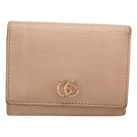 GUCCI Trifold Wallet Leather Pink Gold 474746 Auth bs25927