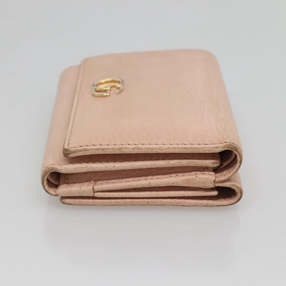 GUCCI Trifold Wallet Leather Pink Gold 474746 Auth bs25927