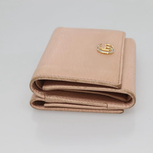 GUCCI Trifold Wallet Leather Pink Gold 474746 Auth bs25927