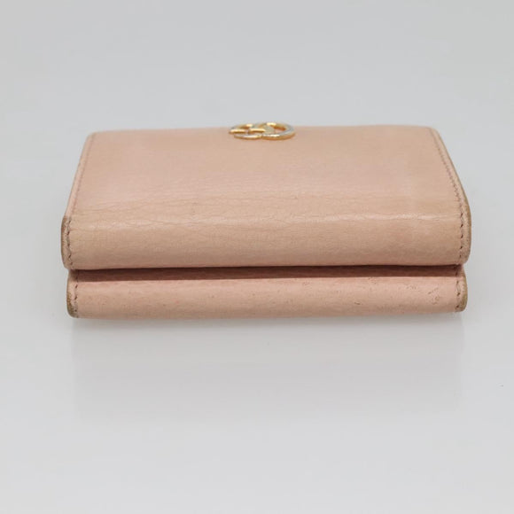 GUCCI Trifold Wallet Leather Pink Gold 474746 Auth bs25927