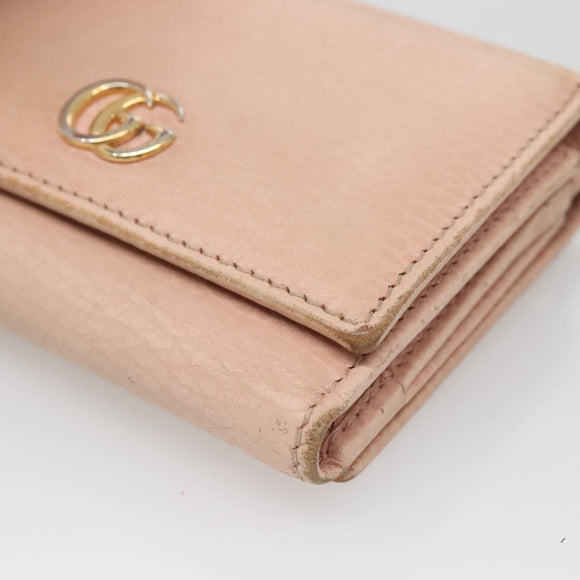GUCCI Trifold Wallet Leather Pink Gold 474746 Auth bs25927