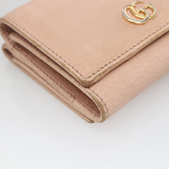 GUCCI Trifold Wallet Leather Pink Gold 474746 Auth bs25927