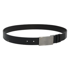 GUCCI Belt Leather 81.5-34.3"" Black Silver Auth bs25928