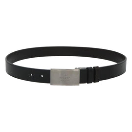 GUCCI Belt Leather 81.5-34.3"" Black Silver Auth bs25928 - 0