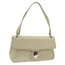 Salvatore Ferragamo Gancini Shoulder Bag Canvas White Silver Auth bs25930-1