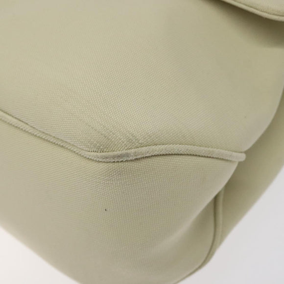 Salvatore Ferragamo Gancini Shoulder Bag Canvas White Silver Auth bs25930