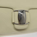 Salvatore Ferragamo Gancini Shoulder Bag Canvas White Silver Auth bs25930-14