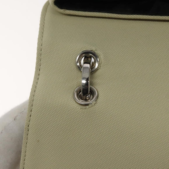 Salvatore Ferragamo Gancini Shoulder Bag Canvas White Silver Auth bs25930