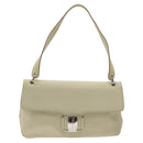 Salvatore Ferragamo Gancini Shoulder Bag Canvas White Silver Auth bs25930-2