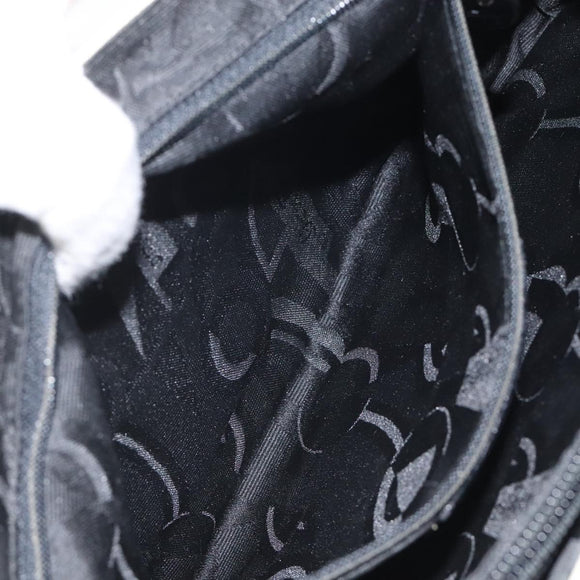 Salvatore Ferragamo Gancini Shoulder Bag Canvas White Silver Auth bs25930