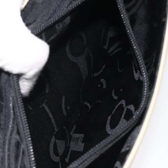 Salvatore Ferragamo Gancini Shoulder Bag Canvas White Silver Auth bs25930