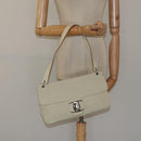 Salvatore Ferragamo Gancini Shoulder Bag Canvas White Silver Auth bs25930-24