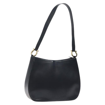 Salvatore Ferragamo Shoulder Bag Leather Black Gold Auth bs25932