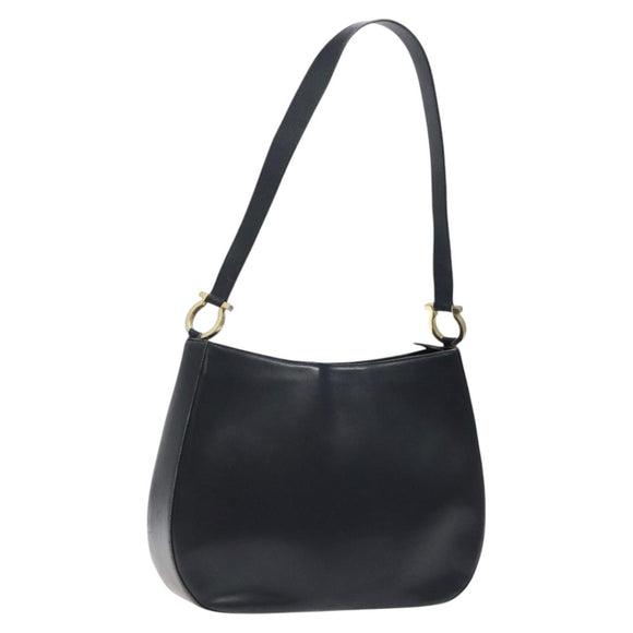 Salvatore Ferragamo Shoulder Bag Leather Black Gold Auth bs25932