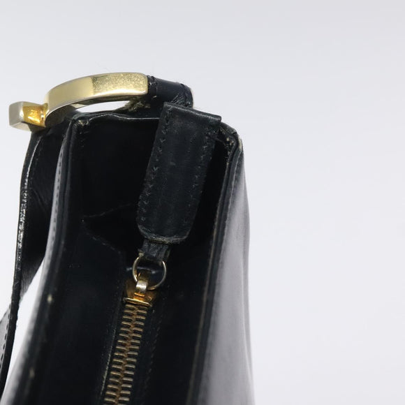 Salvatore Ferragamo Shoulder Bag Leather Black Gold Auth bs25932