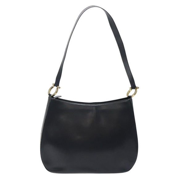 Salvatore Ferragamo Shoulder Bag Leather Black Gold Auth bs25932
