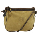 LOEWE Anagram Shoulder Bag Suede Beige Gold Auth bs25935-1