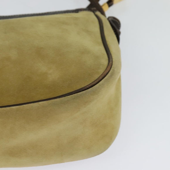LOEWE Anagram Shoulder Bag Suede Beige Gold Auth bs25935