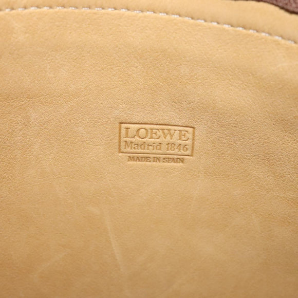 LOEWE Anagram Shoulder Bag Suede Beige Gold Auth bs25935
