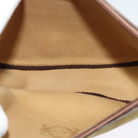 LOEWE Anagram Shoulder Bag Suede Beige Gold Auth bs25935