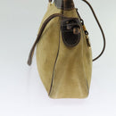 LOEWE Anagram Shoulder Bag Suede Beige Gold Auth bs25935-4