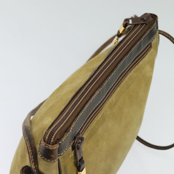 LOEWE Anagram Shoulder Bag Suede Beige Gold Auth bs25935