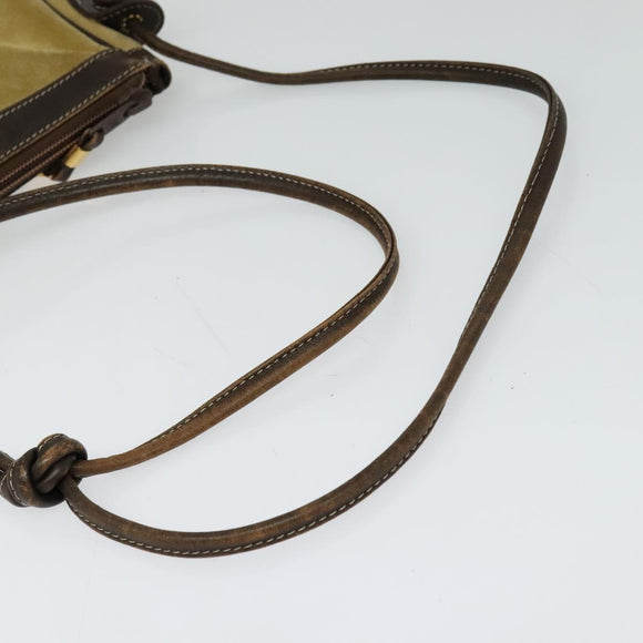 LOEWE Anagram Shoulder Bag Suede Beige Gold Auth bs25935