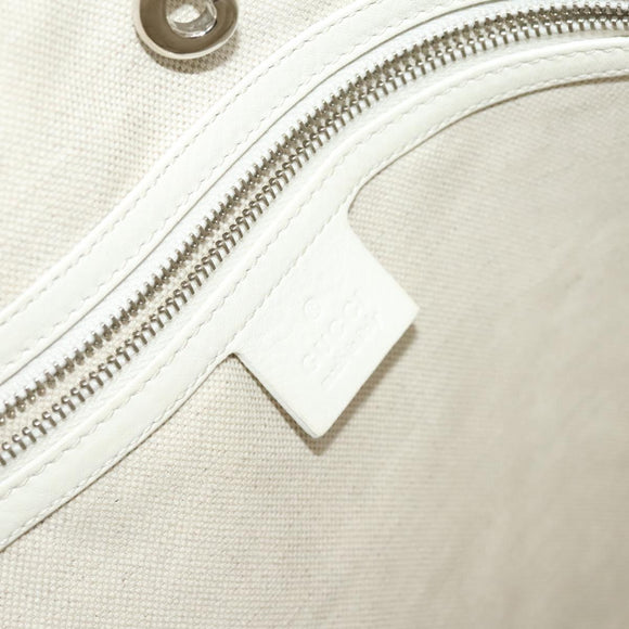 GUCCI GG Canvas Guccissima Shoulder Bag Leather White Silver 240260 Auth bs25938