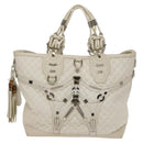 GUCCI GG Canvas Guccissima Shoulder Bag Leather White Silver 240260 Auth bs25938-13